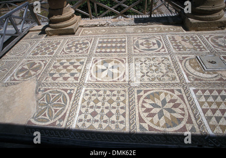 Antiken Mosaiken, römische Villa Silini, Villa Sileen, Leptis Magna Libyen Stockfoto