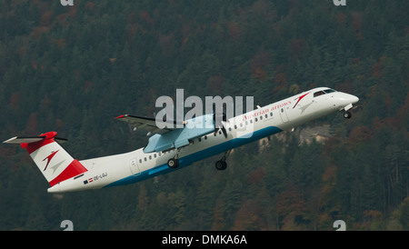 Österreichische Pfeile OE-LGJ kurz start nach ab dem Flughafen Innsbruck Stockfoto