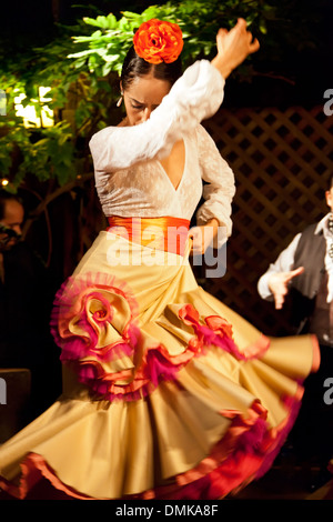 Flamenco Tänzerin, El Farol Restaurant, Santa Fe, New Mexico USA Stockfoto