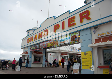 Grand Pier Eingang Zeichen Weston-Super-Mare UK Stockfoto