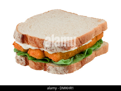 Frischer Fisch Finger Sandwich isoliert auf weißem Hintergrund Stockfoto