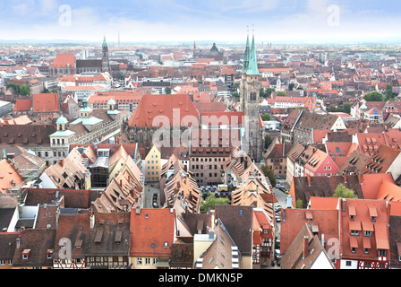 Blick über die Altstadt von Nürnberg in Deutschland. Stockfoto