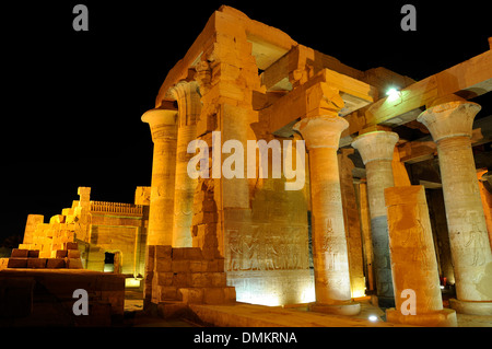 Doppel-Tempel von Sobek und Horus in Kom Ombo, Oberägypten Stockfoto