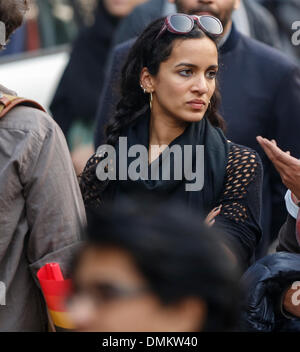 Delhi, Indien. 15. Dezember 2013. Anoushka Shankar, legendäre Musiker Ravi innerkulturellen Tochter. Delhis LGBT-Gemeinschaft beobachtet einen "Tag des Zorns" und kamen in großer Zahl zum protest gegen den obersten Gerichtshöfen 11. Dezember 2013 Urteil Wiedereinführung Abschnitt 377 des indischen Strafgesetzbuches, wodurch Homosexualität strafbar. Bildnachweis: Jiti Chadha/Alamy Live-Nachrichten Stockfoto