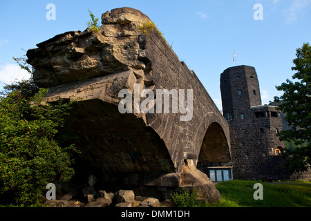 Die Reste der Brücke von Remagen (Ludendorff-Brücke) in Deutschland. Stockfoto