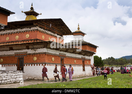 Bhutan, Bumthang Valley, Jambey Gompa Kloster, historischen Betsaal Stockfoto