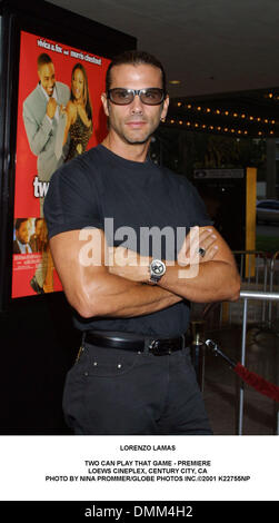 30. August 2001 - Century City, CA, USA - LORENZO LAMAS. TWO CAN PLAY DAS SPIEL - PREMIERE. LOEWS CINEPLEX, Jahrhundert Century City, CA. NINA PROMMER / 2001 K22755NP (Kredit-Bild: © Globe Photos/ZUMAPRESS.com) Stockfoto