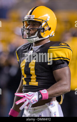 4. Oktober 2009: Pittsburgh Steelers Wide Receiver Stefan Logan (11) vor der NFL Football-Spiel zwischen den San Diego Chargers und Pittsburgh Steelers in Heinz Field in Pittsburgh, Pennsylvania.  Die Steelers gegen die Chargers 38-28. (Kredit-Bild: © Southcreek Global/ZUMApress.com) Stockfoto