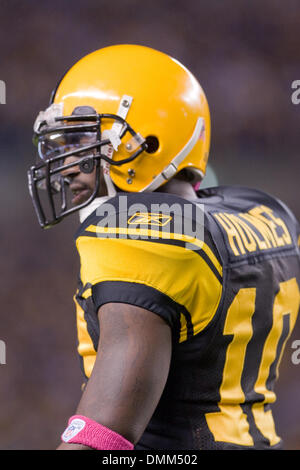 4. Oktober 2009: Pittsburgh Steelers Wide Receiver Santonio Holmes (10) während die NFL Football-Spiel zwischen den San Diego Chargers und Pittsburgh Steelers in Heinz Field in Pittsburgh, Pennsylvania.  Die Steelers gegen die Chargers 38-28. (Kredit-Bild: © Southcreek Global/ZUMApress.com) Stockfoto