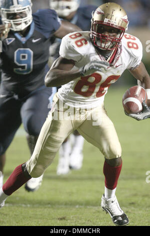 22. Oktober 2009: Florida State Wide Receiver Rod Owens #86. Die Florida State Seminoles besiegte die University of North Carolina-Tarheels 30-27 Kenan Stadium in Chapel Hill, North Carolina. (Kredit-Bild: © Southcreek Global/ZUMApress.com) Stockfoto