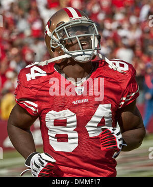 4. Oktober 2009 - San Francisco, Kalifornien - San Francisco 49ers gegen St. Louis Rams im Candlestick Park Sonntag, 4. Oktober 2009. San Francisco 49ers Wide Receiver Josh Morgan #84 nach dem Fang Touchdown-Pass. (Kredit-Bild: © Al Golub/ZUMApress.com) Stockfoto