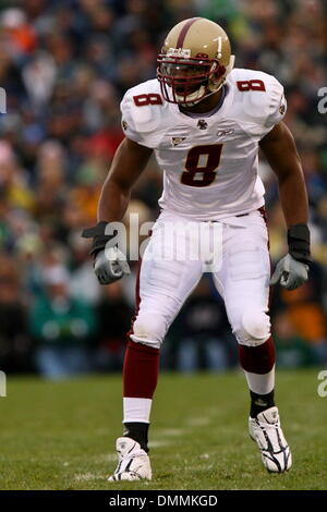 24. Oktober 2009: Boston College Sicherheit Marcellus Bowman (8) während der Spielaktion.  Boston College der Atlantic Coast Conference, an Notre Dame, unabhängig, Notre Dame Stadium in South Bend, Indiana.  Notre Dame gewann das Spiel mit 20-16..Mandatory Credit: Scott W. Grau / Southcreek Global (Credit-Bild: © Southcreek Global/ZUMApress.com) Stockfoto