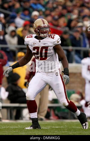 24. Oktober 2009: Boston College Cornerback Roderick Rollins (20) während der Spielaktion.  Boston College der Atlantic Coast Conference, an Notre Dame, unabhängig, Notre Dame Stadium in South Bend, Indiana.  Notre Dame gewann das Spiel mit 20-16..Mandatory Credit: Scott W. Grau / Southcreek Global (Credit-Bild: © Southcreek Global/ZUMApress.com) Stockfoto