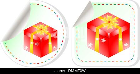 Geschenk-Boxen Aufkleber set über weißem Hintergrund Stock Vektor