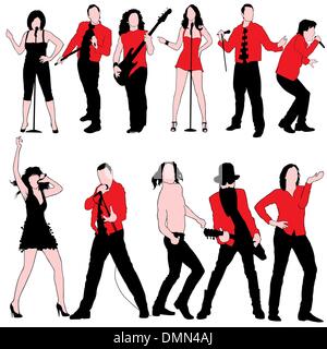 Rock-Monster-Silhouetten-Set Stock Vektor