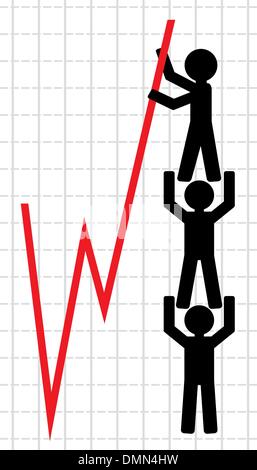 Symbolisches Bild der Aufhebung der wirtschaftlichen Indikatoren. Stock Vektor