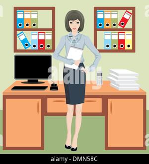 Geschäftsfrau im Büro Stock Vektor