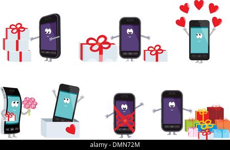 Smartphones in ein Geschenk. Stock Vektor