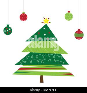 Weihnachtsbaum und Ornamente Stock Vektor