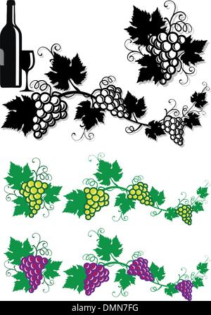 Trauben und Weinblättern, Vektor Stock Vektor