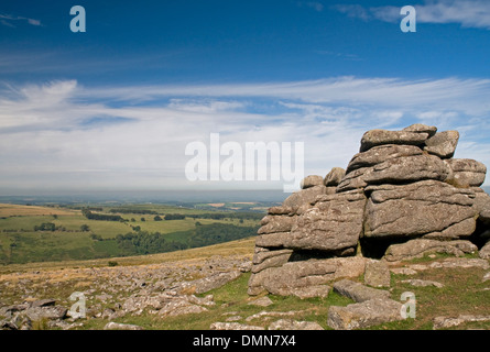 Beeindruckende Dartmoor Landschaft auf Belstone, Norden nordwestlich suchen Stockfoto