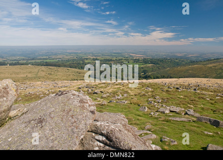 Beeindruckende Dartmoor Landschaft auf Belstone, nordöstlich suchen Stockfoto