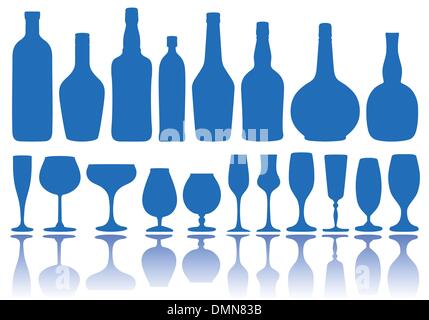 Flaschen und Gläser, Vektor Stock Vektor