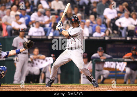 9. September 2009: Detroit Tigers second Baseman Placido Polanco (14) während am Mittwoch Baseball-Spiel, die Kansas City Royals besiegten die Detroit Tigers 5-1 im Kauffman Stadium in Kansas City, Missouri (Credit-Bild: © Southcreek Global/ZUMApress.com) Stockfoto