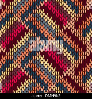 Stil nahtlos braun rot gelb blau gestrickt Muster Stock Vektor