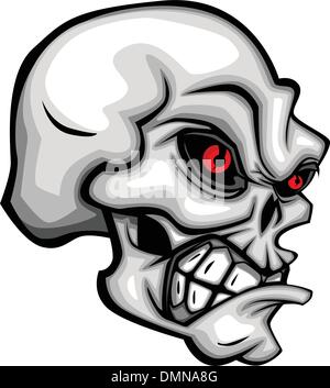 Comic-Totenkopf mit roten Augen-Vektor-Bild Stock Vektor