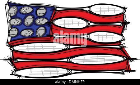 Tennis Schläger Flagge Vektor Illustration Vorlage Stock Vektor