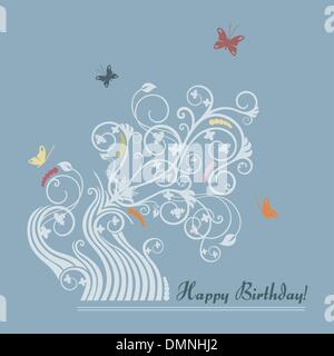 Niedliche Blumen alles Gute zum Geburtstagskarte Stock Vektor