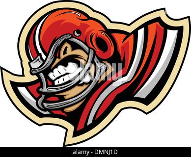 Fußball Spieler Maskottchen tragen Helm-Vektor-Illustration Stock Vektor