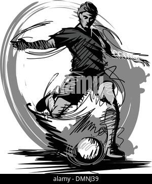 Fußball-Spieler treten Ball-Vektor-Illustration Stock Vektor