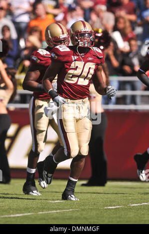 Sep 26, 2009 - Chestnut Hill, Massachusetts, USA - 26. September 2009: Boston College Cornerback Roderick Rollins (20) während der Pre-game Ansagen während der Wake Forest Vs Boston College ACC Matchup Alumni-Stadion in Chestnut Hill, MA. (Kredit-Bild: © Geoff Bolte/Southcreek Global/ZUMApress.com) Stockfoto