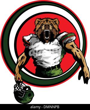 Grizzly Bear-Football-Spieler in Uniform Vektor-Illustration Stock Vektor