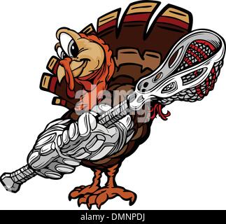 Lacrosse Thanksgiving Urlaub Türkei Cartoon Vektor-Illustration Stock Vektor