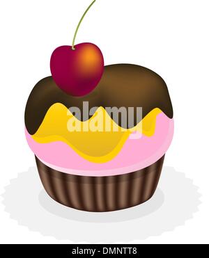 Cupcake mit Kirsche Stock Vektor