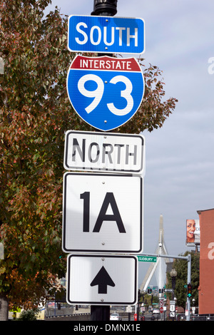 Schild der Interstate 93 in Boston, Massachusetts, USA Stockfoto