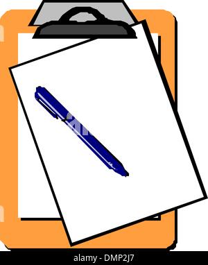 Stift auf Zwischenablage. Leeren Blatt Papier Stock Vektor