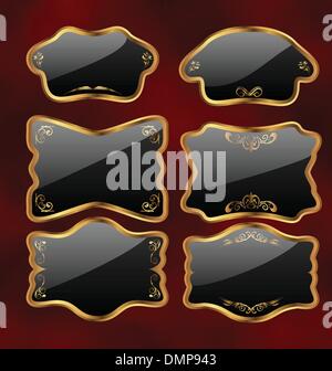Set gold Vintage Etiketten mit Design-Elementen Stock Vektor
