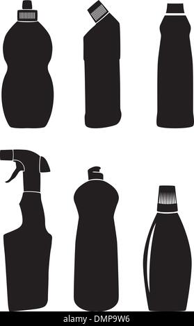 Flaschen für Spülmittel Flüssigkeiten. Stock Vektor