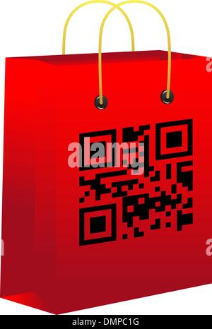 Roter shopping Balken mit qr-code Stock Vektor