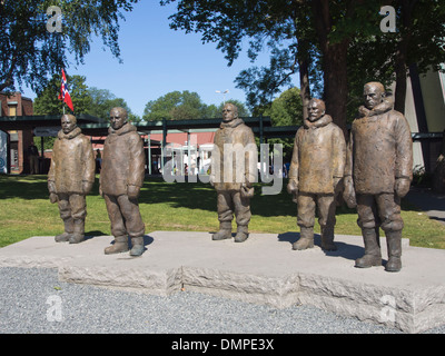 Bronzestatue Gruppe, Roald Amundsen und Mitglieder von seinem Südpol-polar-Expedition in Bygdøy Oslo Norwegen Stockfoto