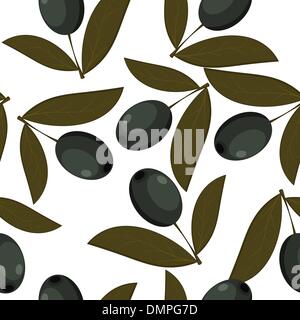Nahtlose Textur von schwarzen Oliven Stock Vektor