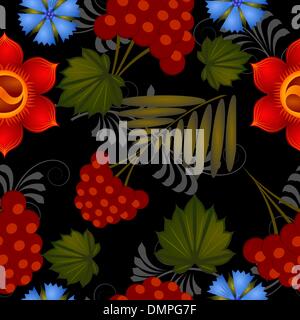 Nahtlose Blumenkarte mit Elementen der Petrikovs Malerei Stock Vektor