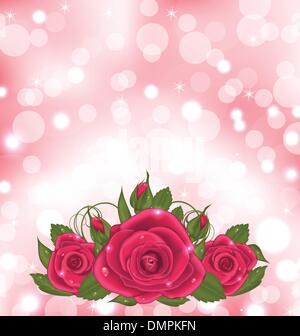 Luxus-Hintergrund mit Strauß rosa Rosen Stock Vektor