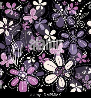 Sich wiederholende dunklen Blumenmuster Stock Vektor