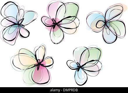 abstrakte Blumen, Vektor-Satz Stock Vektor