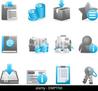 Blaue glossy Icon-set Stock Vektor